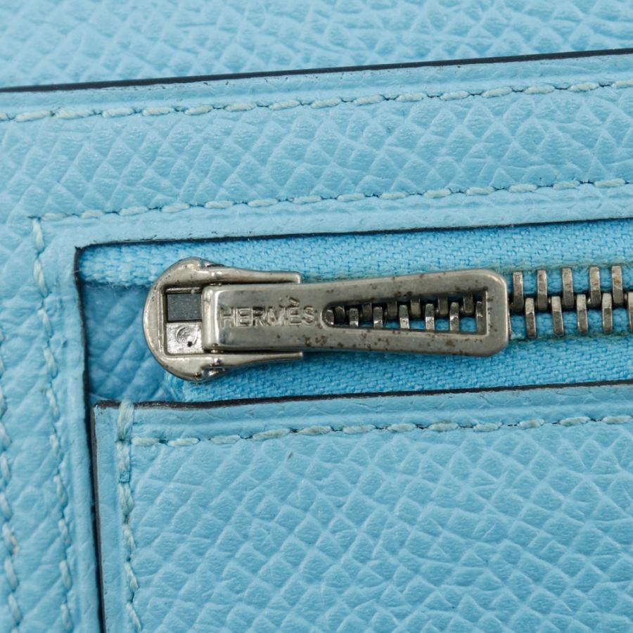 HERMES エルメス ベアンスフレ A 長財布 ヴォーエプソン 水色 レディース【I120725159】中古の画像