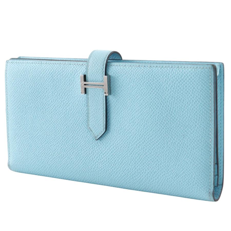HERMES エルメス ベアンスフレ A 長財布 ヴォーエプソン 水色 レディース【I120725159】中古の画像