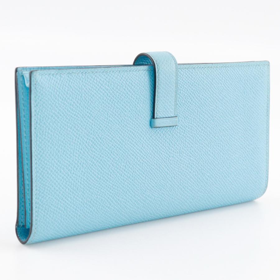 HERMES エルメス ベアンスフレ A 長財布 ヴォーエプソン 水色 レディース【I120725159】中古の画像