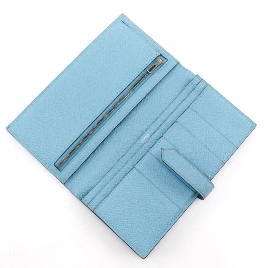 HERMES エルメス ベアンスフレ A 長財布 ヴォーエプソン 水色 レディース【I120725159】中古の画像
