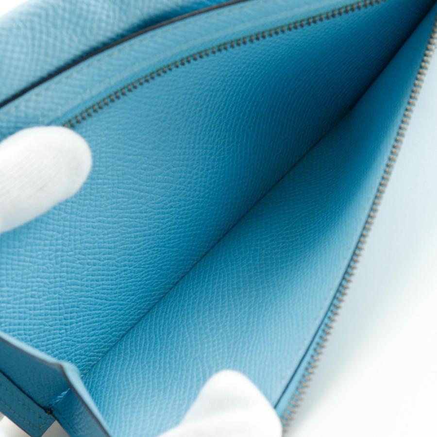HERMES エルメス ベアンスフレ A 長財布 ヴォーエプソン 水色 レディース【I120725159】中古の画像