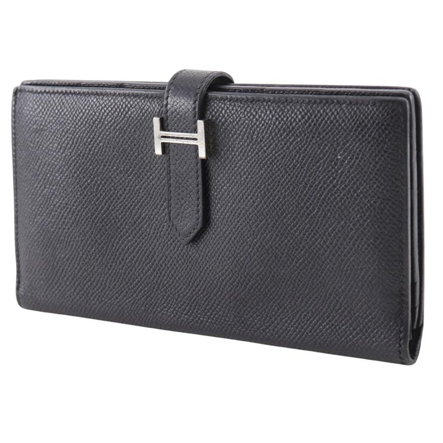 HERMES エルメス ベアン □O 長財布 クシュベル 黒/シルバー金具 HERMES エルメス ベアン □O 長財布 クシュベル 黒/シルバー金具