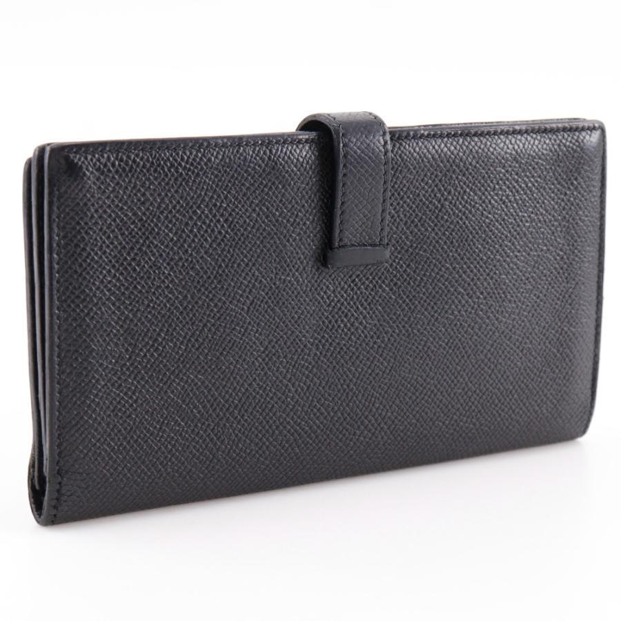 HERMES エルメス ベアン □O 長財布 クシュベル 黒/シルバー金具 HERMES エルメス ベアン □O 長財布 クシュベル 黒/シルバー金具