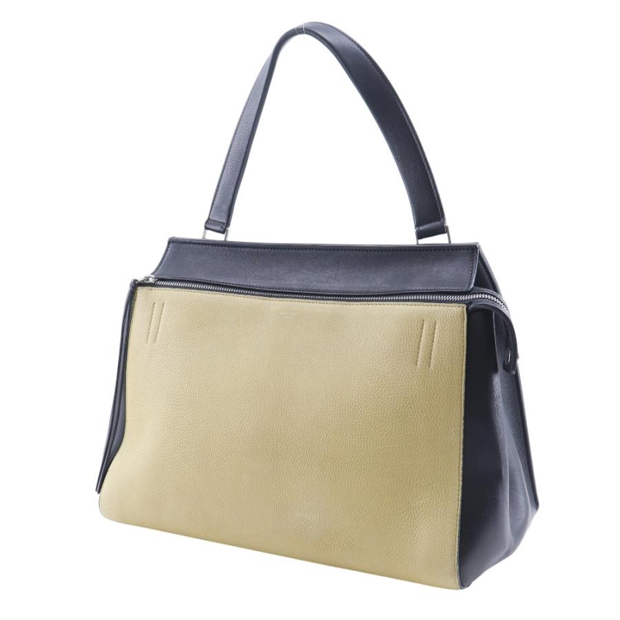 CELINE ロゴ入り ハンドバッグ ベージュ/ブラック CELINE（セリーヌ） エッジ ミディアム ハンドバッグ バイカラー
