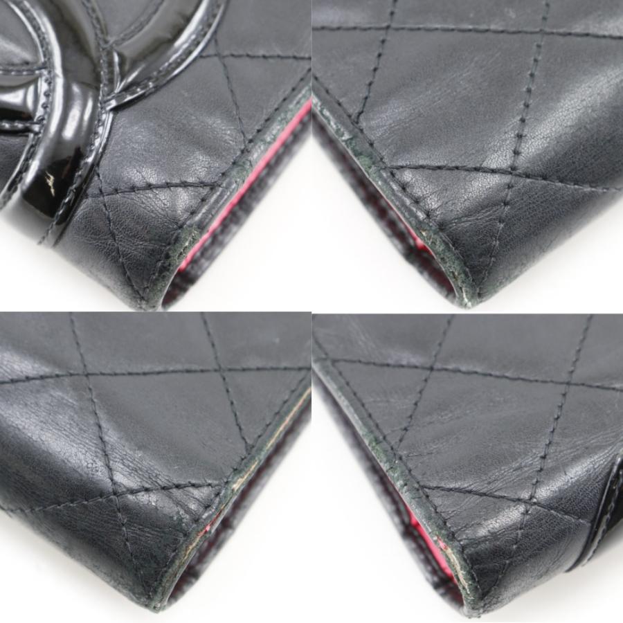 【CHANEL】シャネル カンボンライン 二つ折り A26717 カーフ 黒 レディース 長財布 CHANEL - シャネル カンボンライン二つ折長財布A26717 ブラックピンク