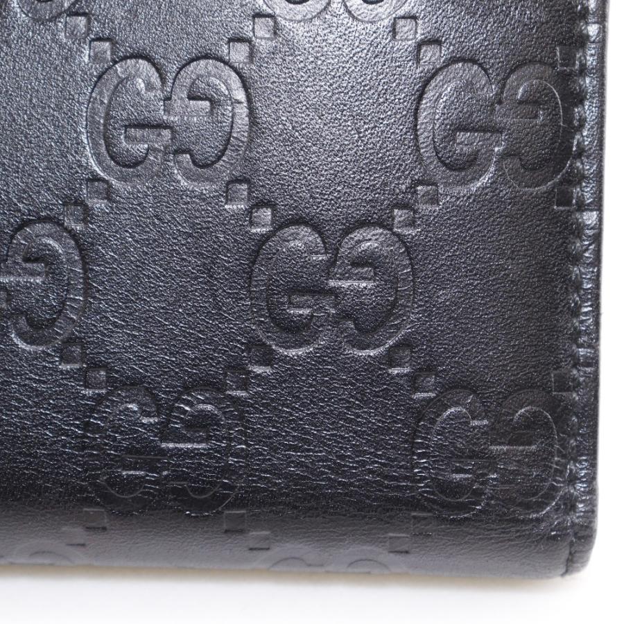 GUCCI（グッチ） GG 112664 二つ折り財布 シマレザー 黒 レディース