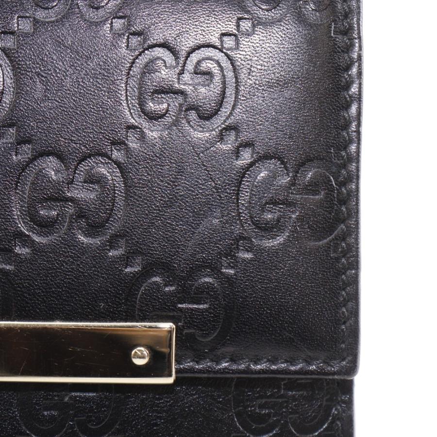 GUCCI（グッチ） GG 112664 二つ折り財布 シマレザー 黒 レディース