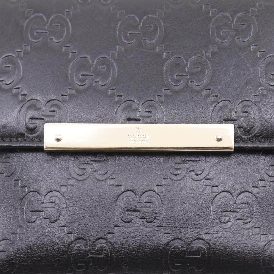 GUCCI（グッチ） GG 112664 二つ折り財布 シマレザー 黒 レディース