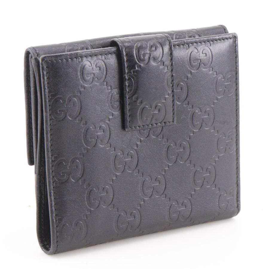 GUCCI（グッチ） GG 112664 二つ折り財布 シマレザー 黒 レディース
