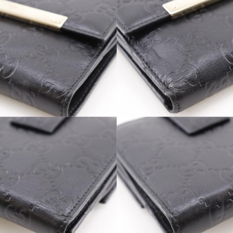 GUCCI（グッチ） GG 112664 二つ折り財布 シマレザー 黒 レディース