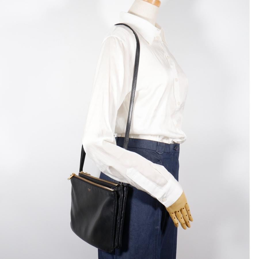 CELINE（セリーヌ） トリオ ラージ ショルダーバッグ カーフ 黒 