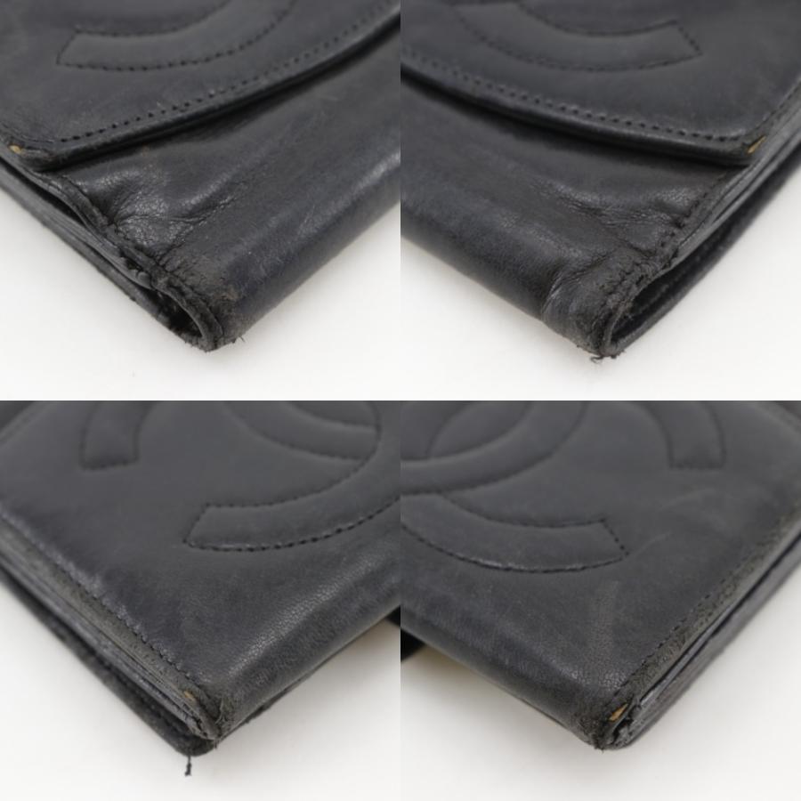 CHANEL（シャネル） ココマーク 二つ折り財布 ラムスキン 黒