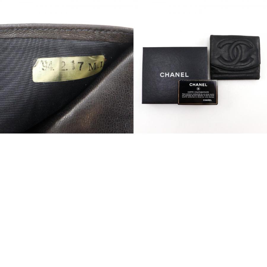 CHANEL（シャネル） ココマーク 二つ折り財布 ラムスキン 黒