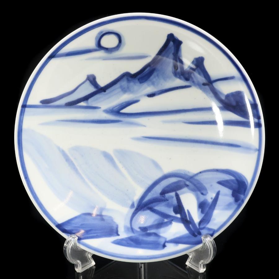 【 人間国宝 近藤悠三 作 】 山染付皿 骨董品 陶磁器 _【I121826001】中古の画像