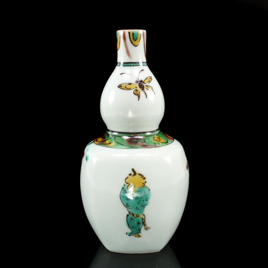 人間国宝 藤本能道 作 】 草白釉色絵童女図 徳利 酒器 陶磁器 _