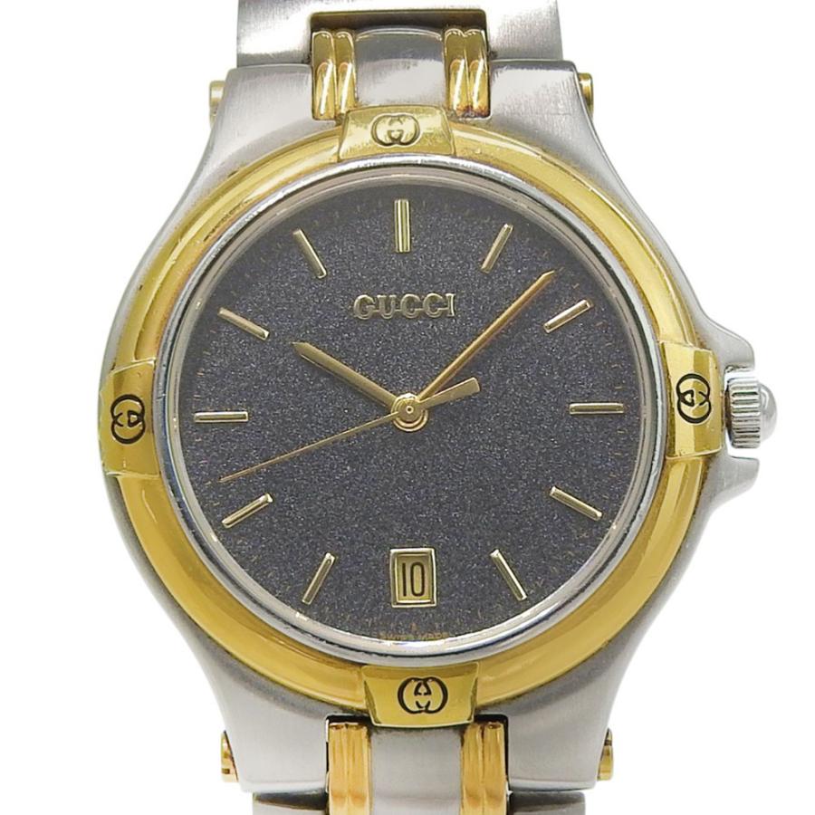【GUCCI】グッチ 9040M ステンレススチール×金メッキ シルバー クオーツ アナログ表示 メンズ グレー文字盤 腕時計 GUCCI（グッチ） 9040M 腕時計 SS×金メッキ シルバー クオーツ