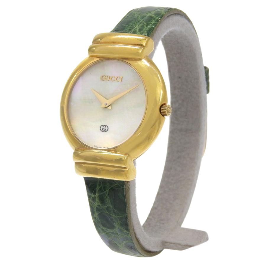GUCCI（グッチ） 5300J 腕時計 ゴールデンパール×レザー ゴールド