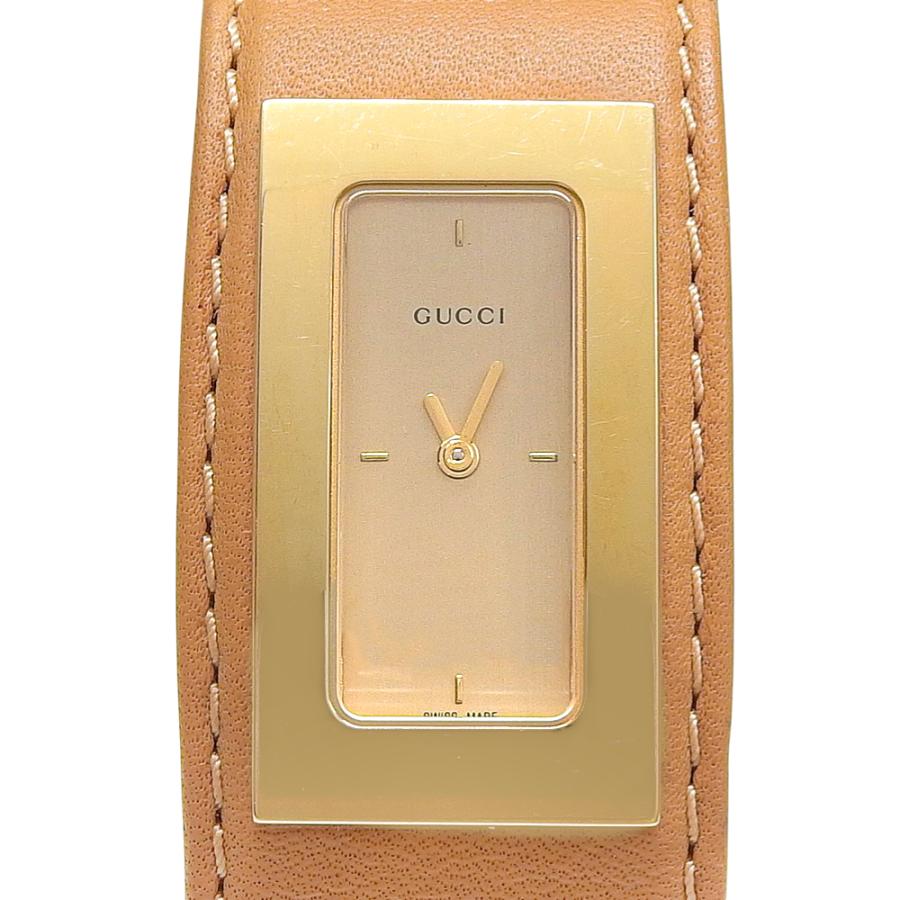 GUCCI グッチ ウォッチ 7800S 時計 7800S 腕時計
 ステンレススチール/レザー ブラウン クオーツ シャンパンゴールド文字盤 レディース【中古】【473】 GUCCI（グッチ） バングルウォッチ 7800S 腕時計 金メッキ×レザー