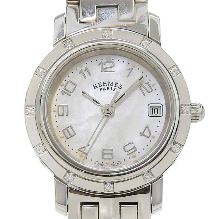 HERMES（エルメス） クリッパーナクレ CL4.230 腕時計 SS×ダイヤモンド 