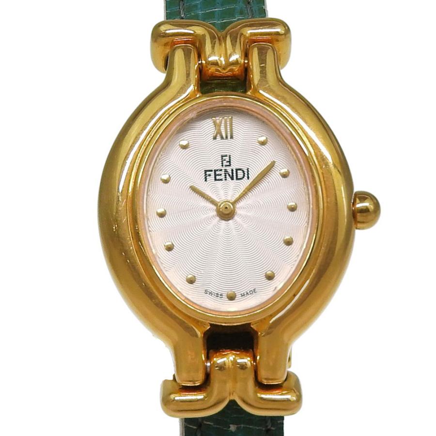 FENDI（フェンディ） 640L 腕時計 金メッキ×レザー クオーツ アナログ