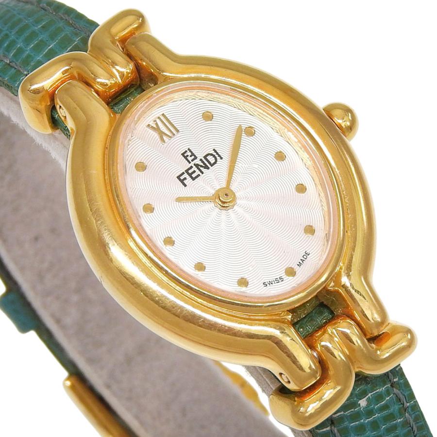 FENDI（フェンディ） 640L 腕時計 金メッキ×レザー クオーツ アナログ
