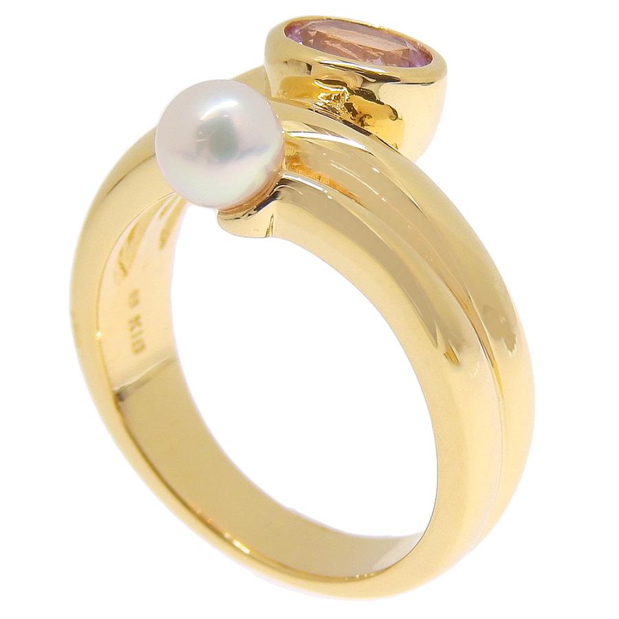 MIKIMOTO ミキモト 真珠 0.45 リング・指輪4.8mm K18YG×クンツァイト  