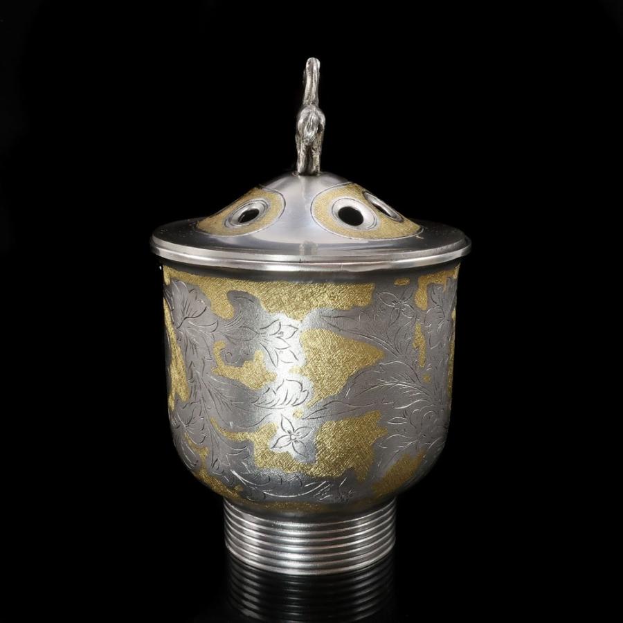 帖佐美行 作 純銀 【 松梅想 香炉 】 原型制作 純銀刻印 重量：626.7g 骨董品 純銀 _【I130926024】中古の画像