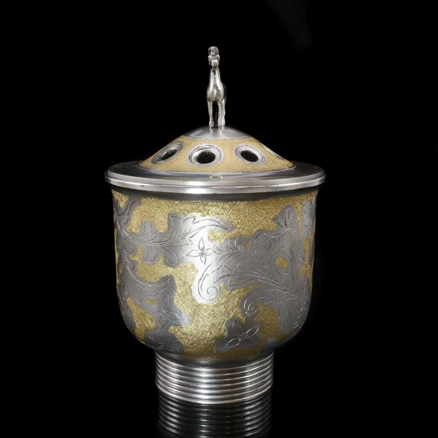 帖佐美行 作 純銀 【 松梅想 香炉 】 原型制作 純銀刻印 重量：626.7g 骨董品 純銀 _【I130926024】中古の画像
