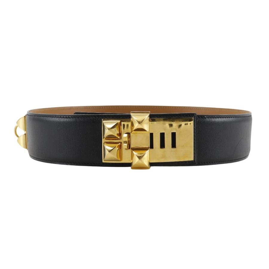 HERMES エルメス コリエドシアン ベルト カーフ×金メッキ 黒 HERMES エルメス コリエドシアン ベルト カーフ×金メッキ 黒
