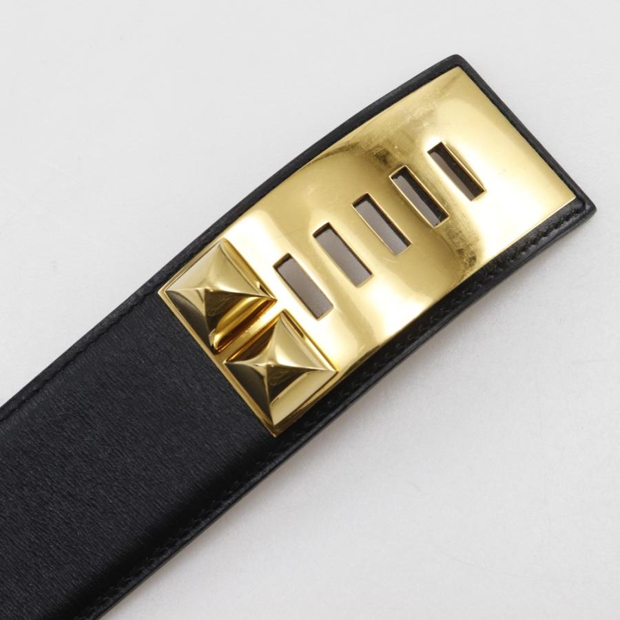 HERMES エルメス コリエドシアン ベルト カーフ×金メッキ 黒 HERMES エルメス コリエドシアン ベルト カーフ×金メッキ 黒