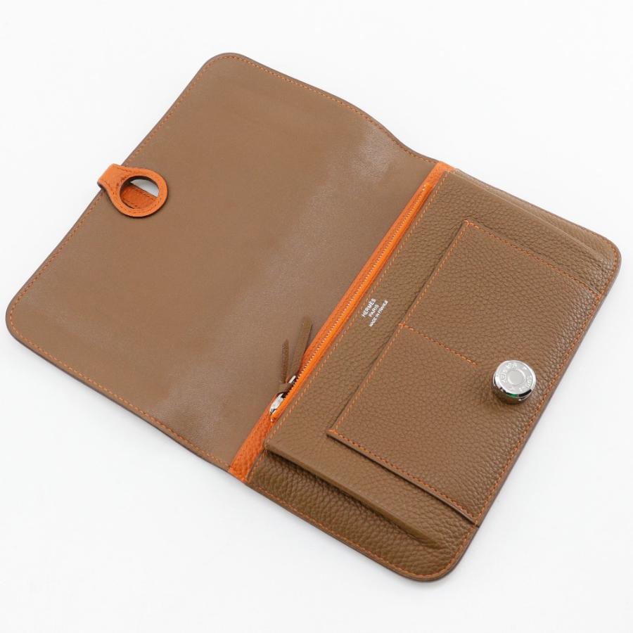 HERMES（エルメス） ドゴン バイカラー □M 長財布 トゴ 茶/オレンジ