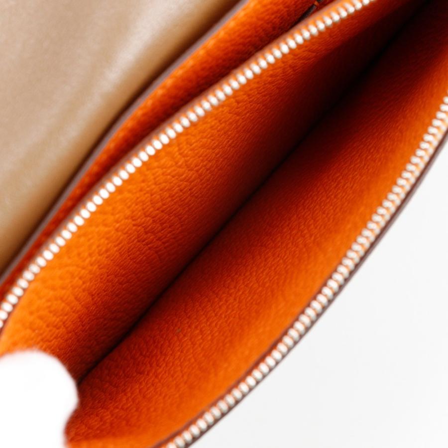 HERMES（エルメス） ドゴン バイカラー □M 長財布 トゴ 茶/オレンジ