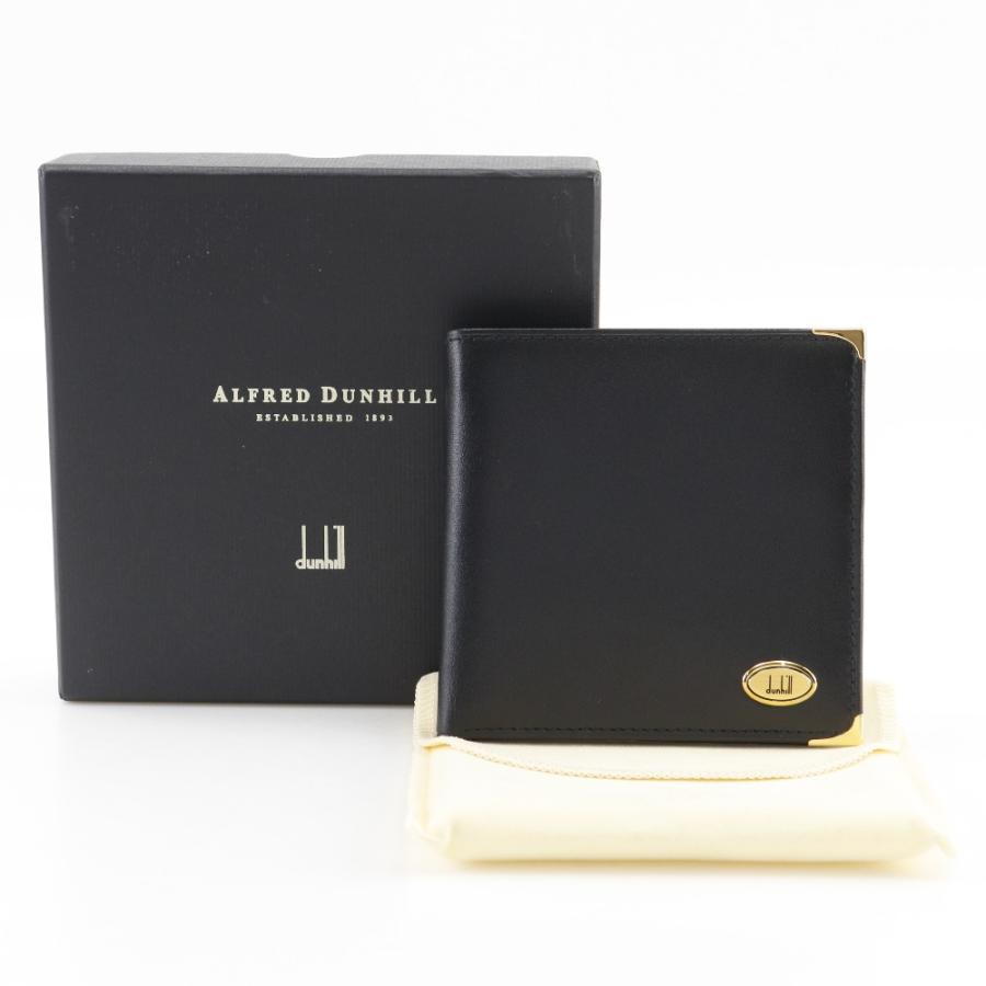 dunhill Dunhill ダンヒル ロゴ 二つ折り財布 カーフ 黒 メンズ dunhill Dunhill ダンヒル ロゴ 二つ折り財布 カーフ 黒 メンズ
