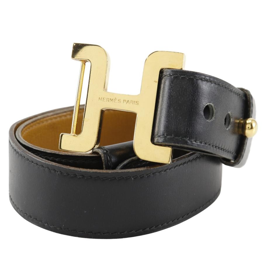 HERMES（エルメス） Hベルト ヴィンテージ 〇G ベルト カーフ×金メッキ