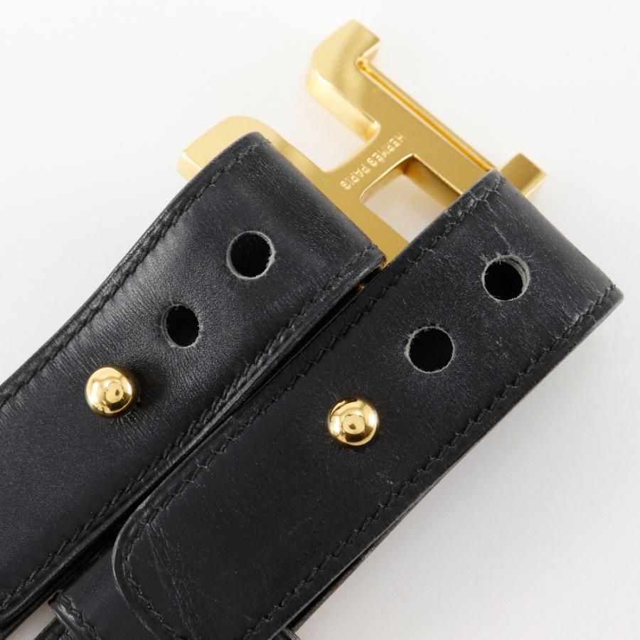 HERMES（エルメス） Hベルト ヴィンテージ 〇G ベルト カーフ×金メッキ