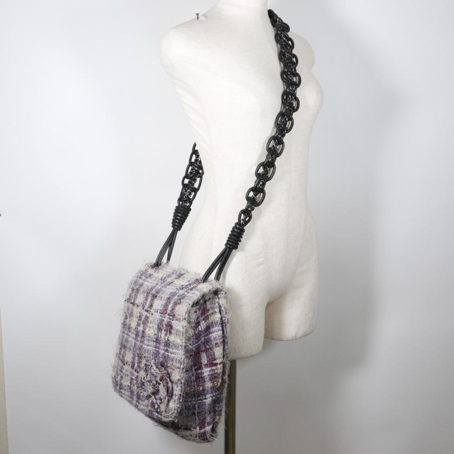 【CHANEL】シャネル カメリア ツイード 紫 レディース ショルダーバッグ CHANEL（シャネル） カメリア ショルダーバッグ ツイード 紫