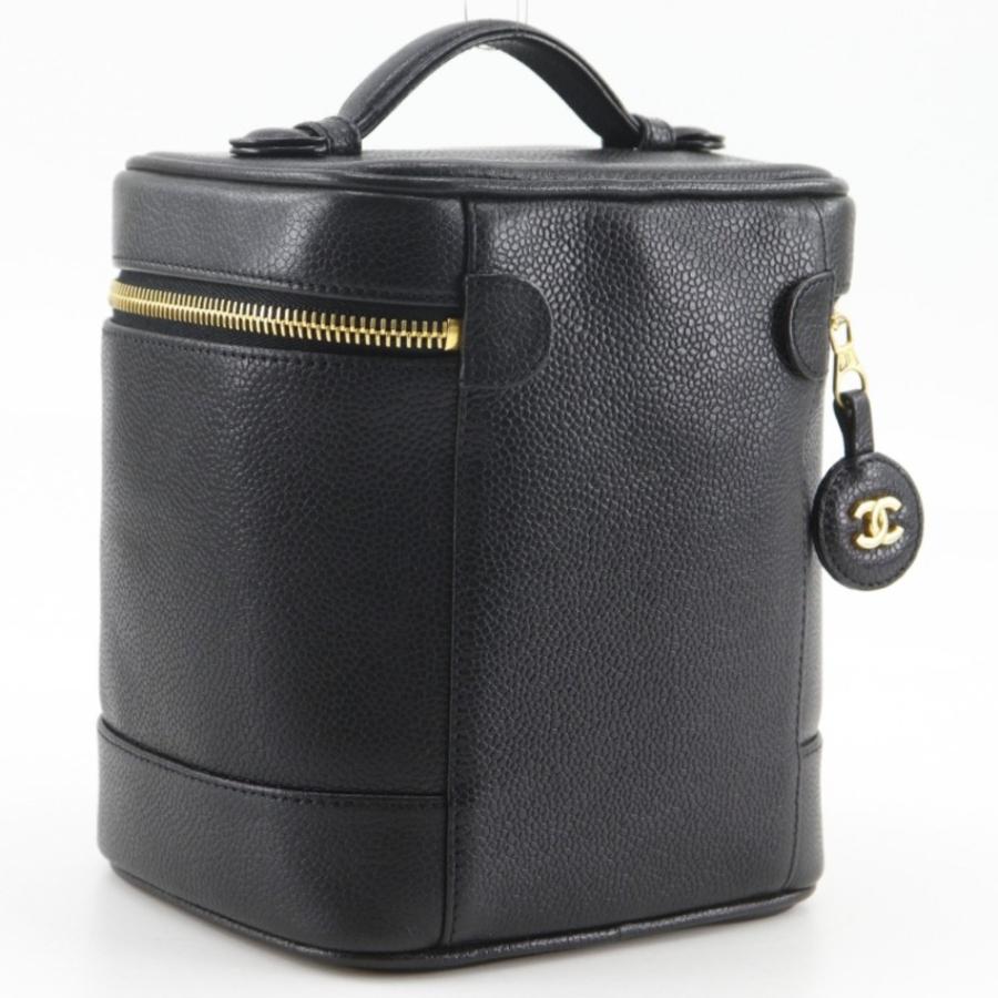 CHANEL シャネル ココマーク ハンドバッグ ポーチ A01998 バニティ キャビアスキン 黒 レディース【I131826039】中古の画像