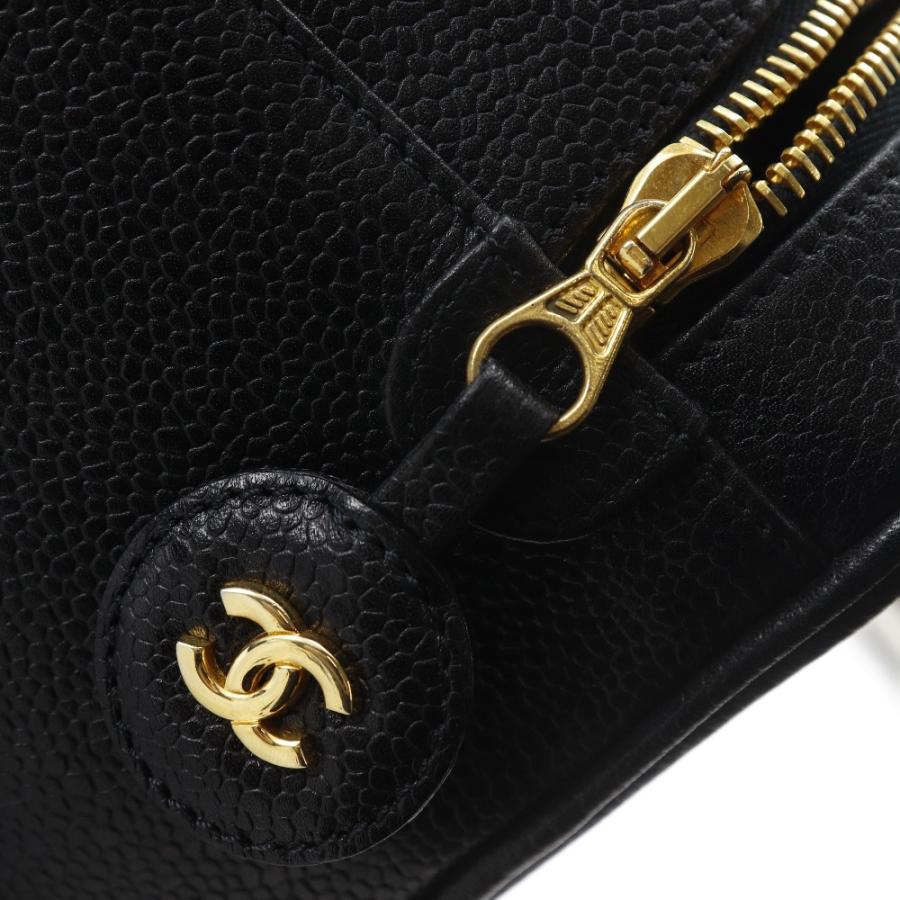 CHANEL シャネル ココマーク ハンドバッグ ポーチ A01998 バニティ キャビアスキン 黒 レディース【I131826039】中古の画像