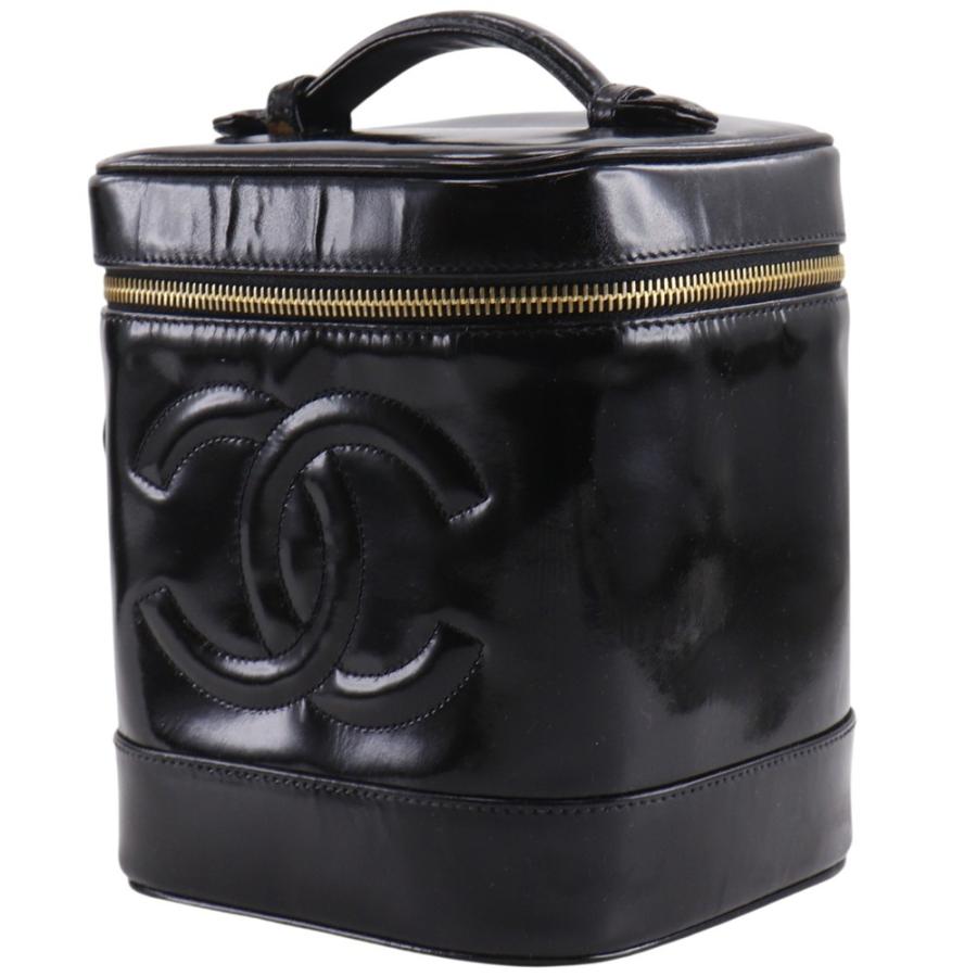 CHANEL シャネル ココマーク ハンドバッグ ポーチ A01998 バニティ パテントレザー 黒 レディース【I131826054】中古の画像