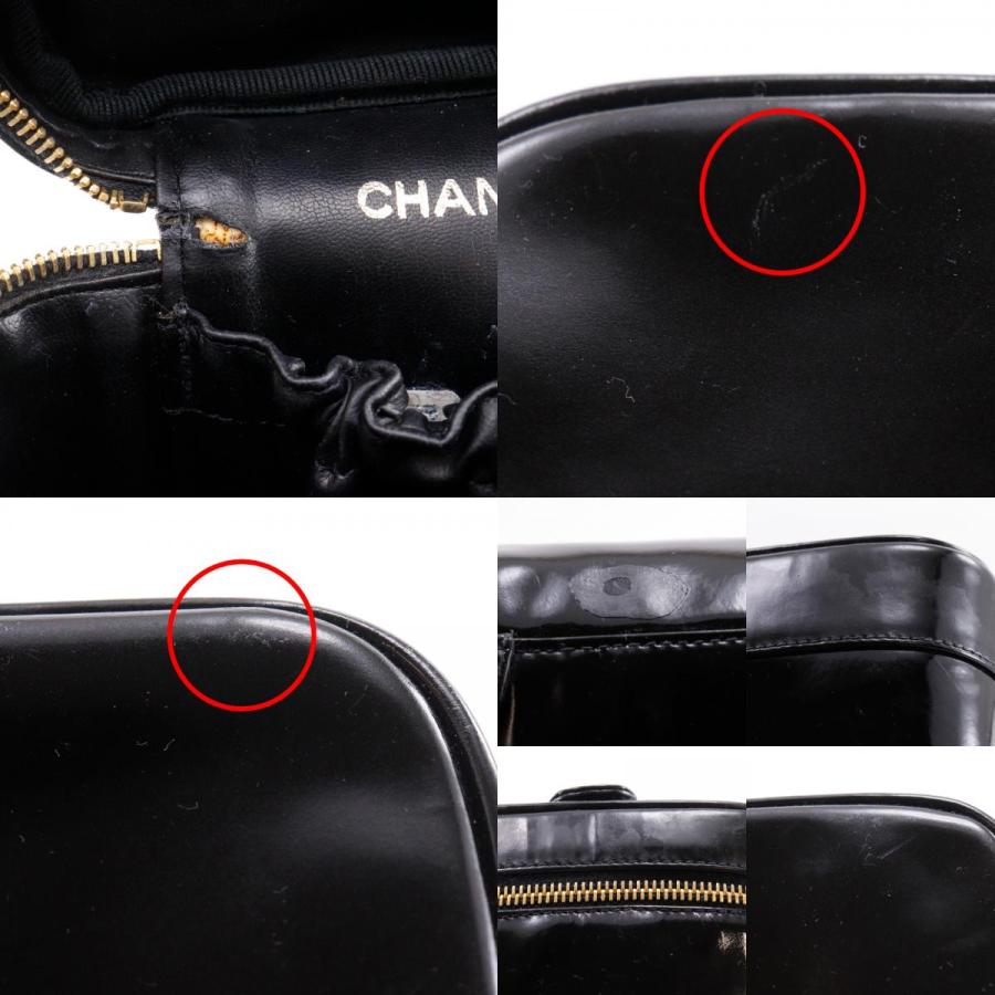 CHANEL シャネル ココマーク ハンドバッグ ポーチ A01998 バニティ パテントレザー 黒 レディース【I131826054】中古の画像