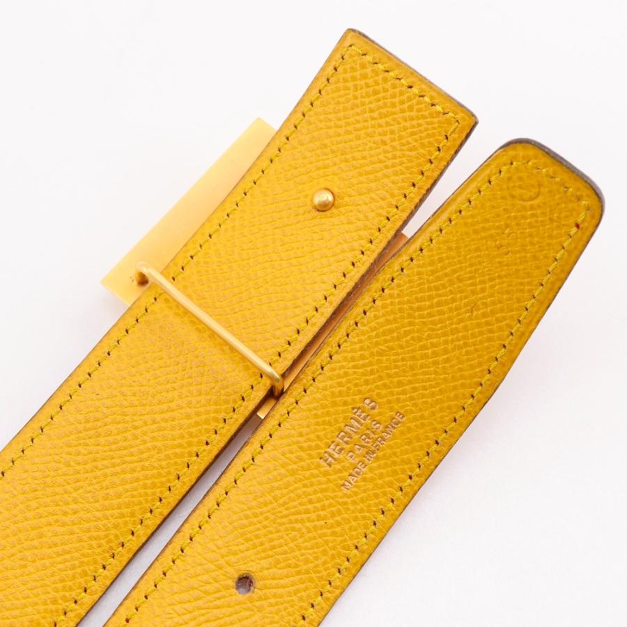 HERMES エルメス メドール リバーシブル ヴィンテージ 〇V ベルト レザー 赤/黄 レディース【I131826083】中古_4