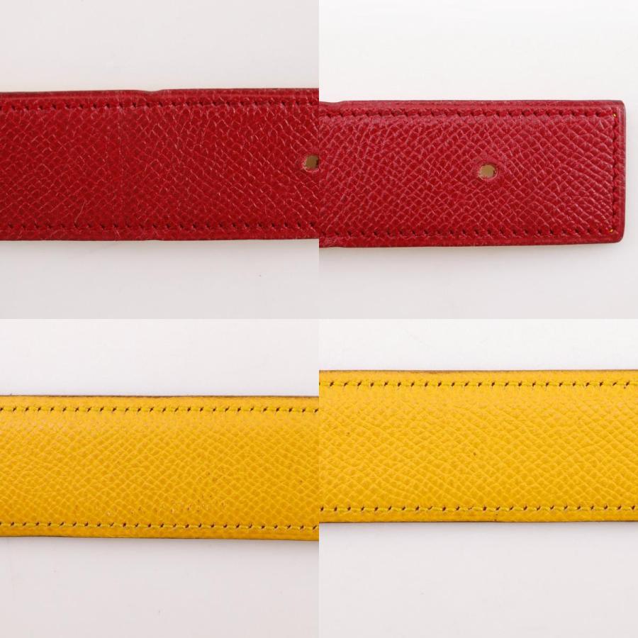 HERMES エルメス メドール リバーシブル ヴィンテージ 〇V ベルト レザー 赤/黄 レディース【I131826083】中古_8
