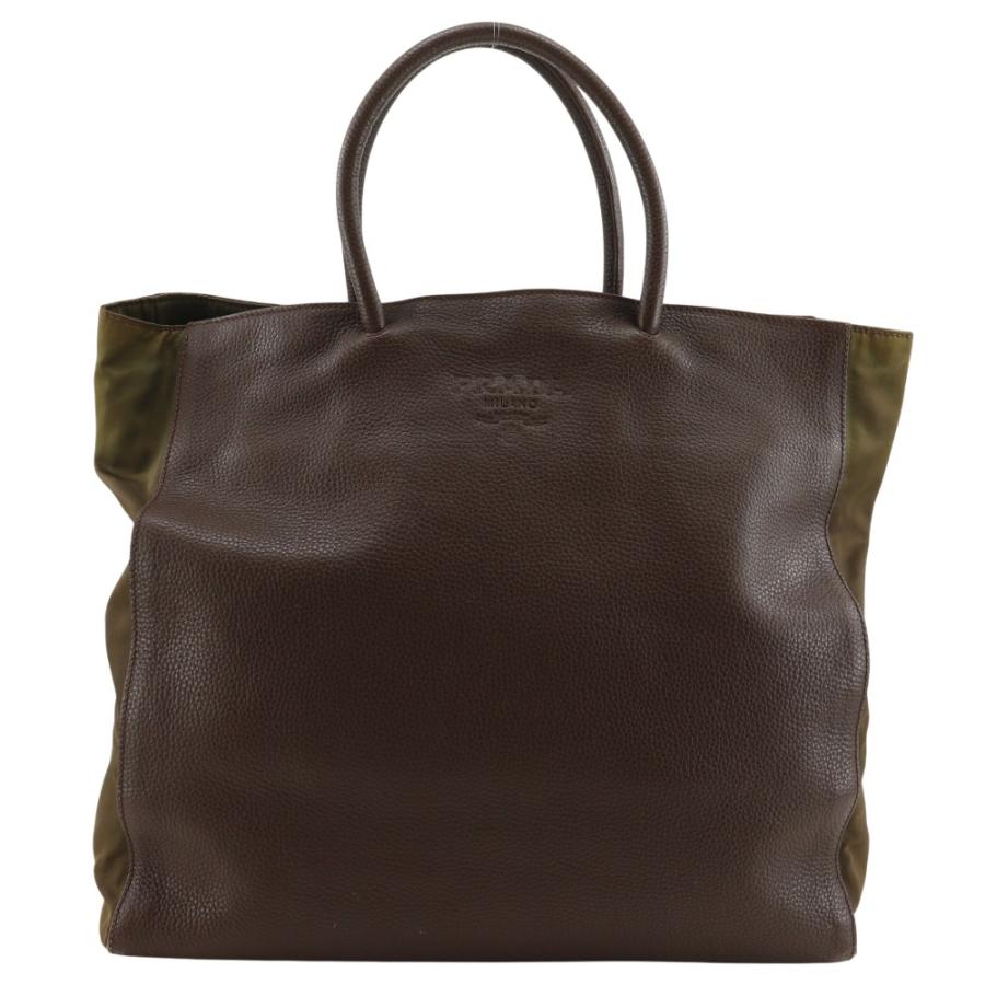 PRADA（プラダ） ロゴ型押し トートバッグ ハンドバッグ カーフ 