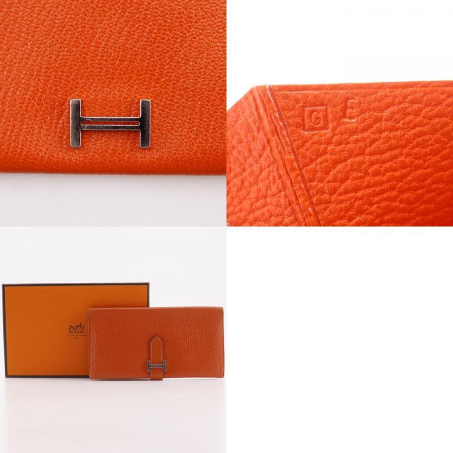 HERMES（エルメス） ベアンクラシック □G 長財布 シェーブル オレンジ
