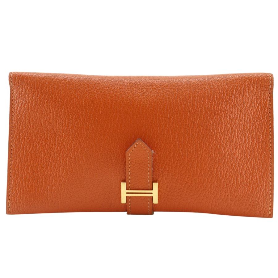 HERMES（エルメス） ベアンクラシック □H 長財布 シェーブル オレンジ