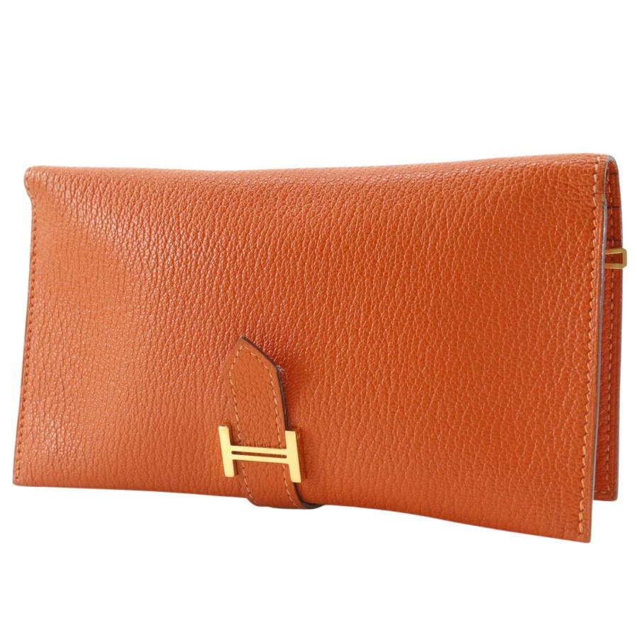 HERMES（エルメス） ベアンクラシック □H 長財布 シェーブル オレンジ