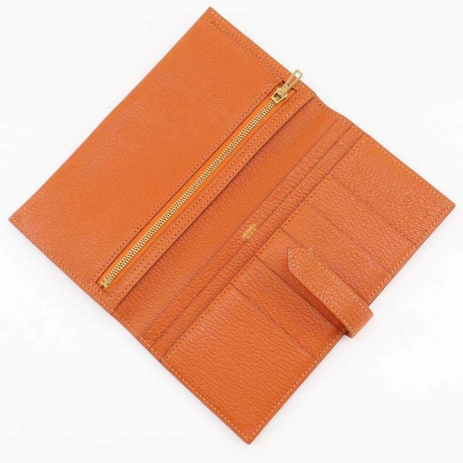 HERMES（エルメス） ベアンクラシック □H 長財布 シェーブル オレンジ