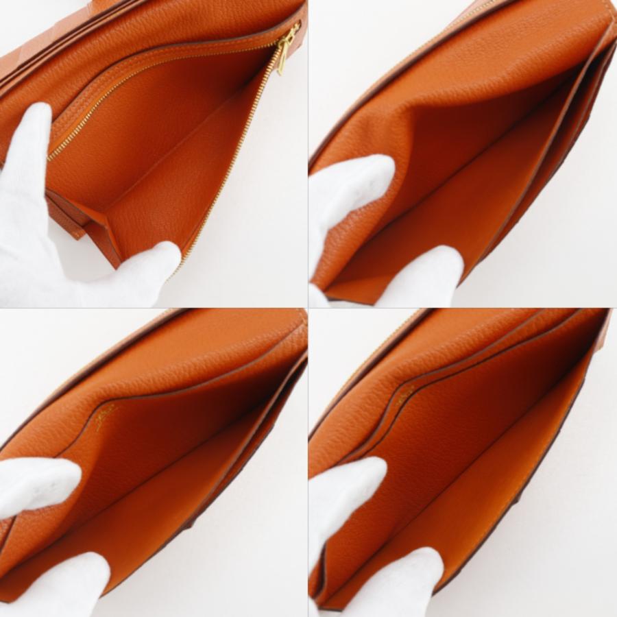HERMES（エルメス） ベアンクラシック □H 長財布 シェーブル オレンジ