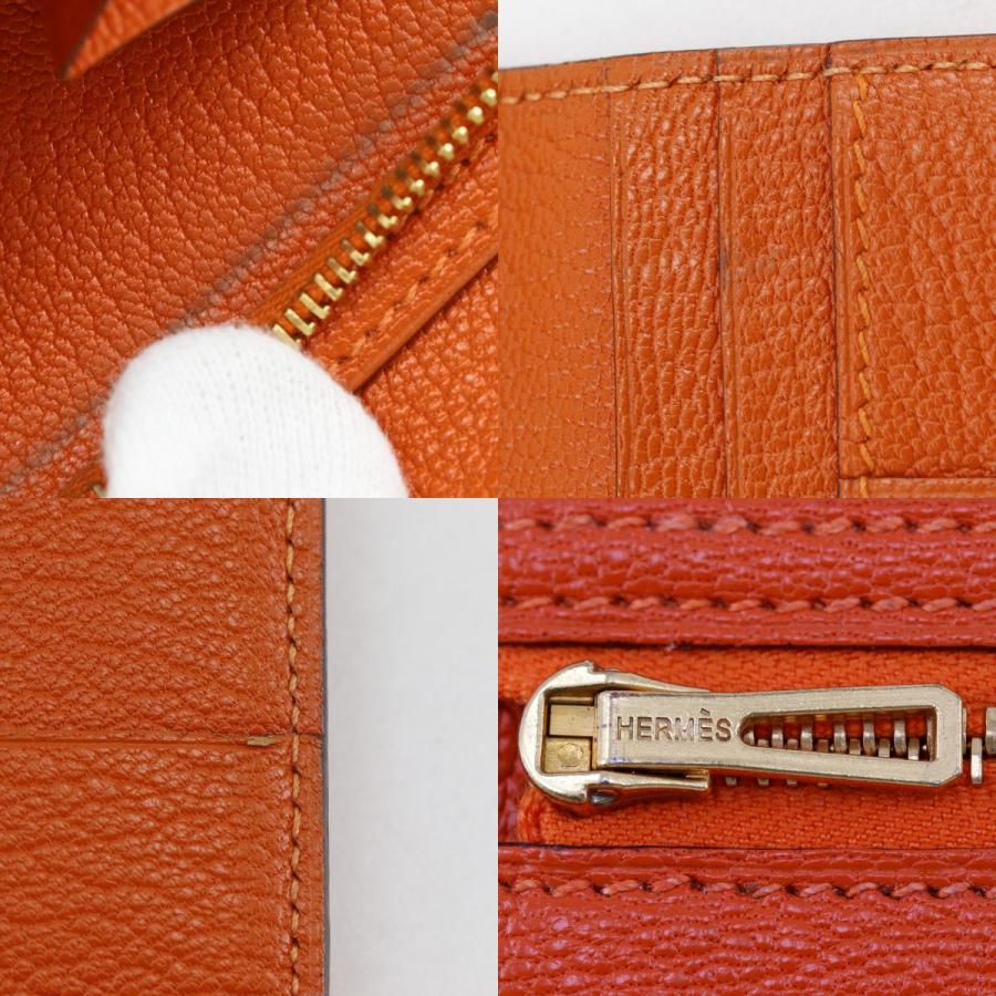 HERMES（エルメス） ベアンクラシック □H 長財布 シェーブル オレンジ