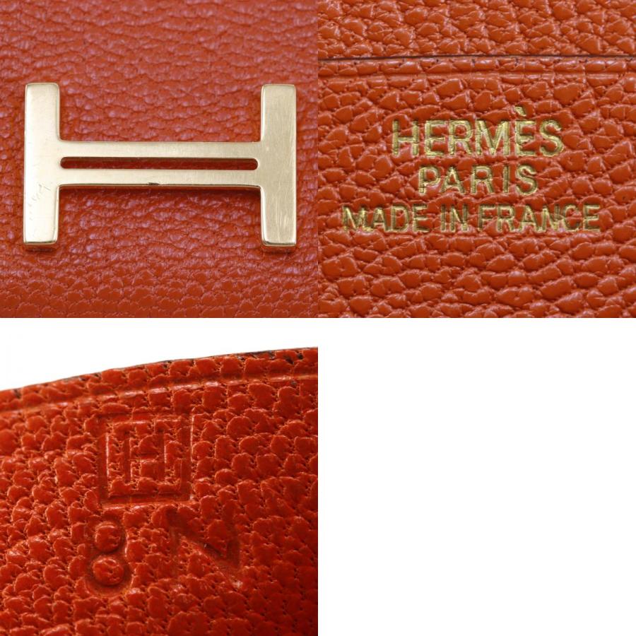 HERMES（エルメス） ベアンクラシック □H 長財布 シェーブル オレンジ